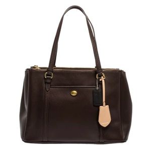 Coach Payton Brown and Gold Tote with Structured Design